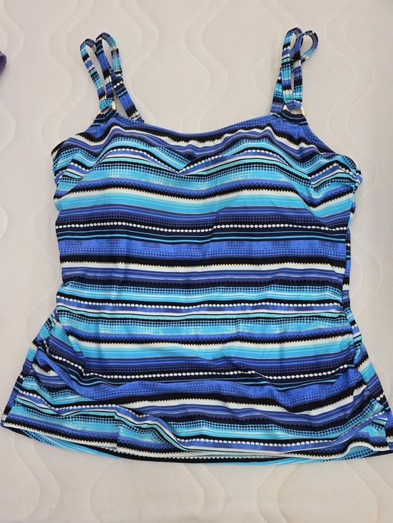 Tops - Blue Striped Women's Tank Top With Adjustable Straps